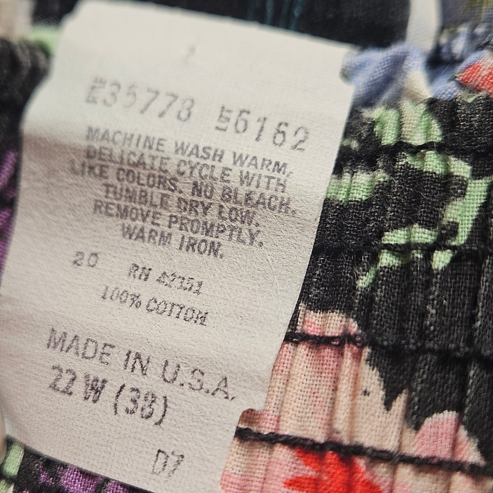 Vtg Apostrophe Maxi Skirt Women 22W Black Floral Cotton Elastic Waist Pocket USA - Picture 8 of 8